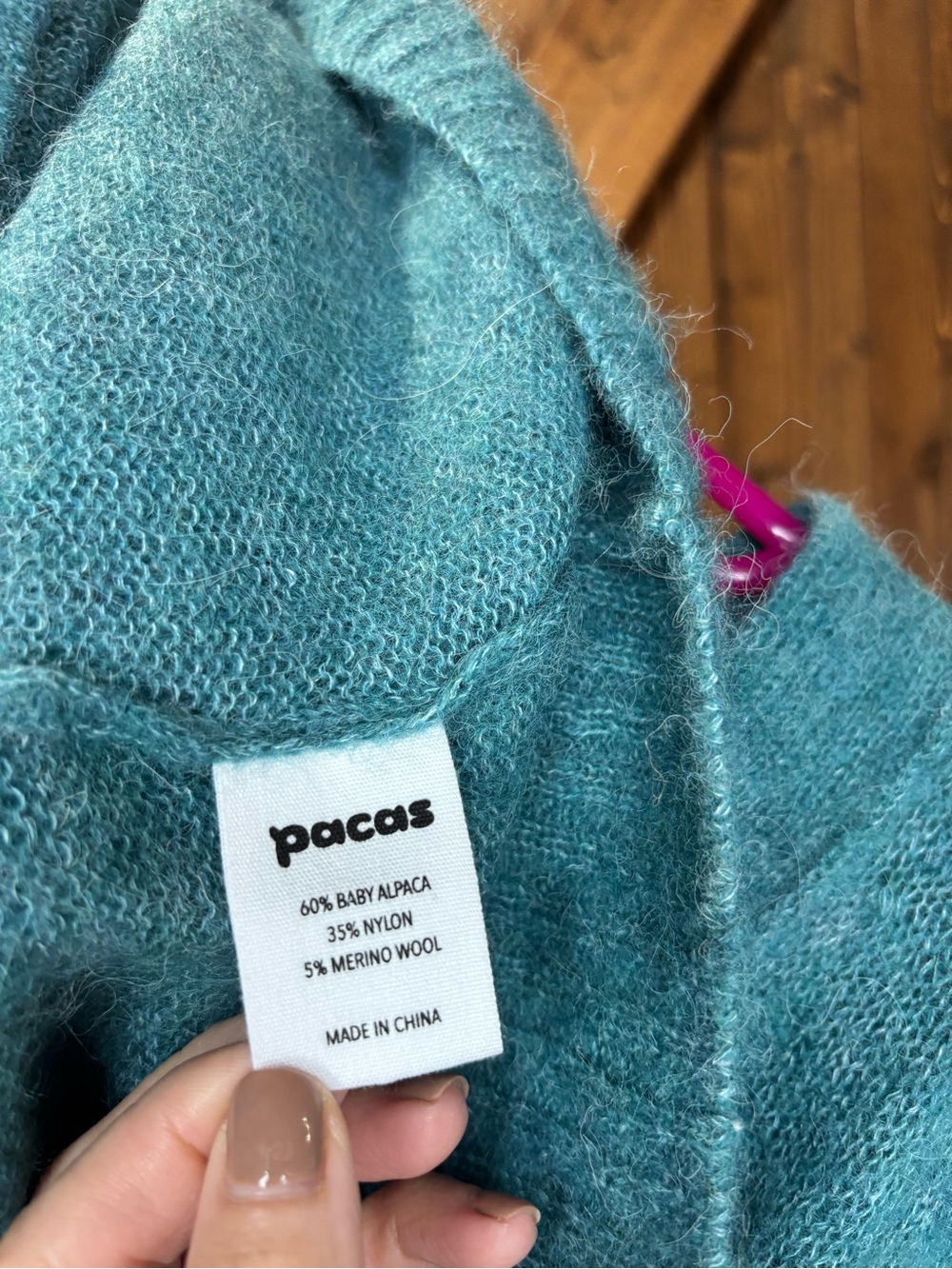 Pacas Women's Teal Baby Alpaca Blend Sweater Cardigan